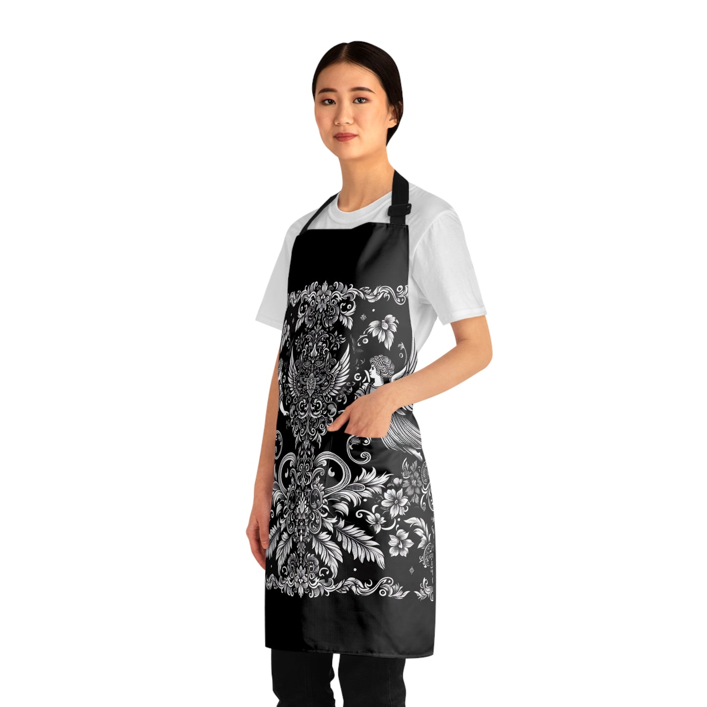 Elegant Floral Apron, Stylish Cooking Apron, Chef Gift, Kitchen Decor, Unique Gift for Her, Home Cooking