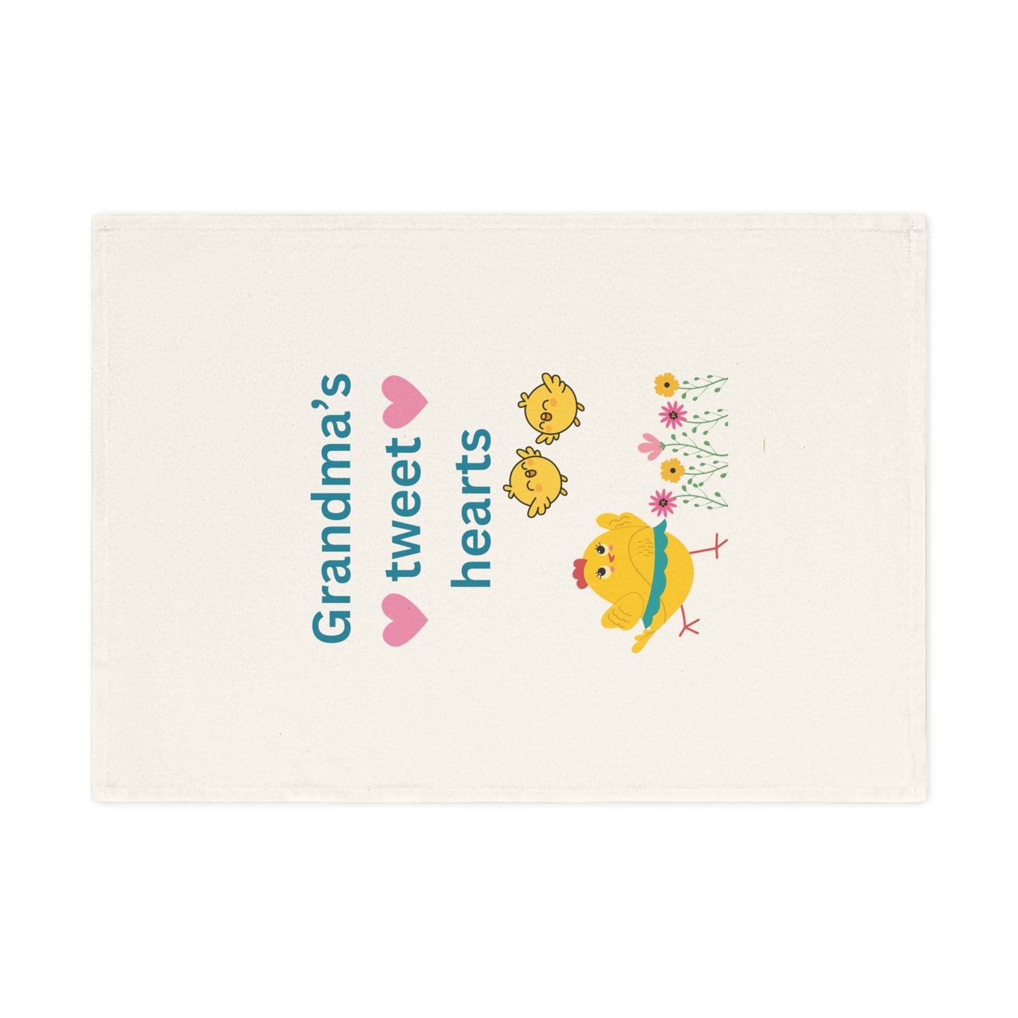 Heartfelt Cotton Tea Towel - "Grandma's Tweet Hearts" Design
