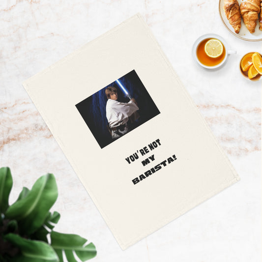 Funny Cotton Tea Towel - Star Wars Inspired Kitchen Decor, Humorous Gift for Coffee Lovers, Barista Themed, Kitchen Towel