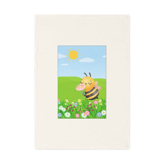 Cute Bee Cotton Tea Towel - Floral Kitchen Decor, Gift for Nature Lovers