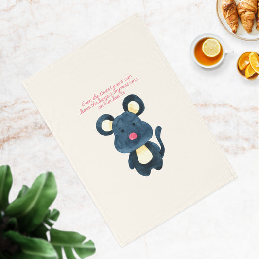 Adorable Mouse Quote Cotton Tea Towel - Perfect for Home Decor & Gifting
