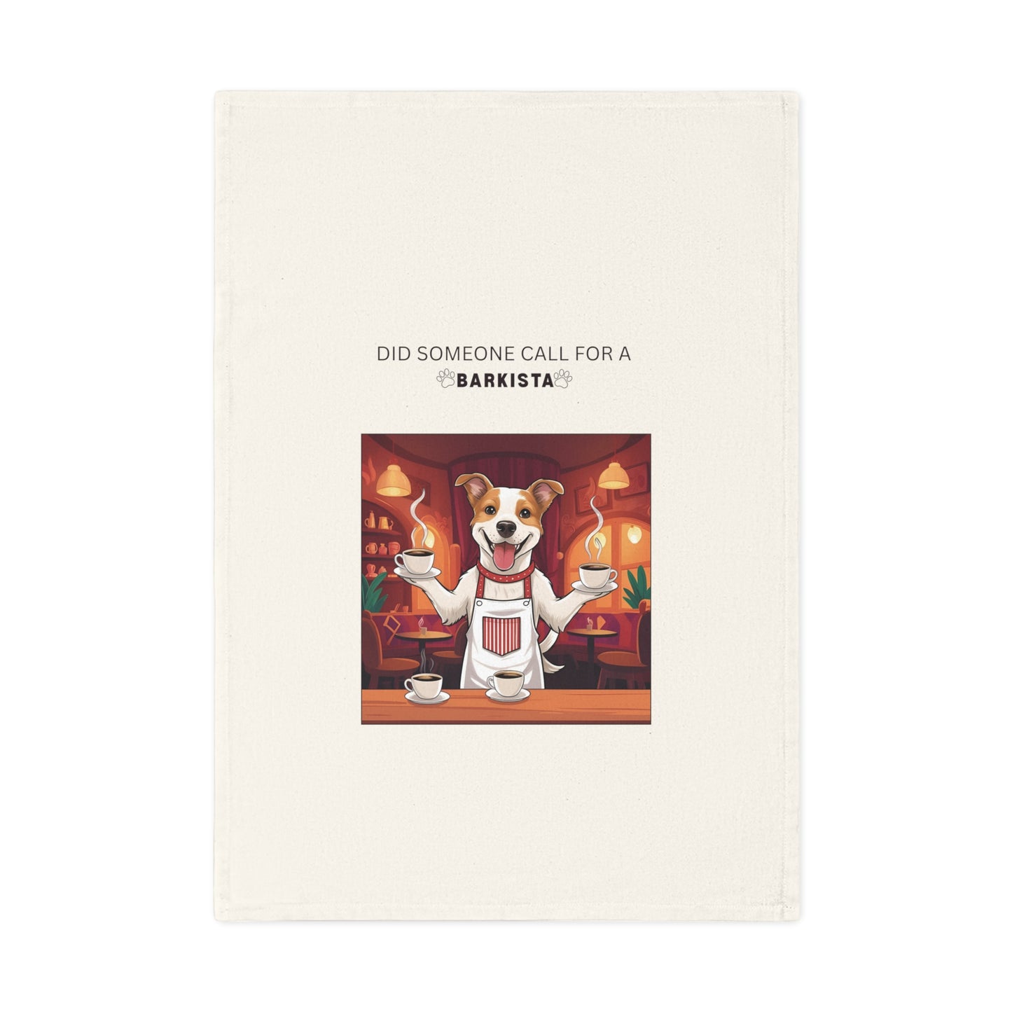 Funny Dog Barista Cotton Tea Towel - Perfect for Pet Lovers and Kitchen Decor