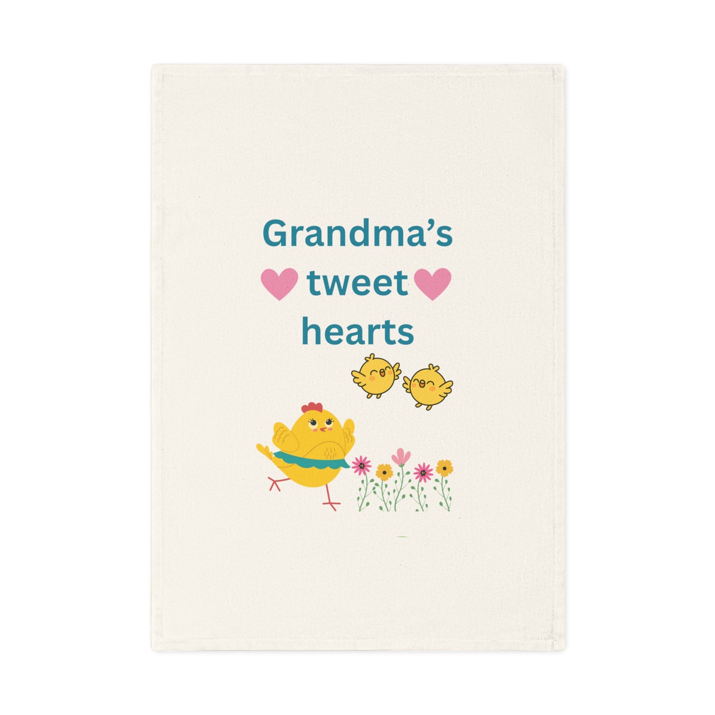 Heartfelt Cotton Tea Towel - "Grandma's Tweet Hearts" Design