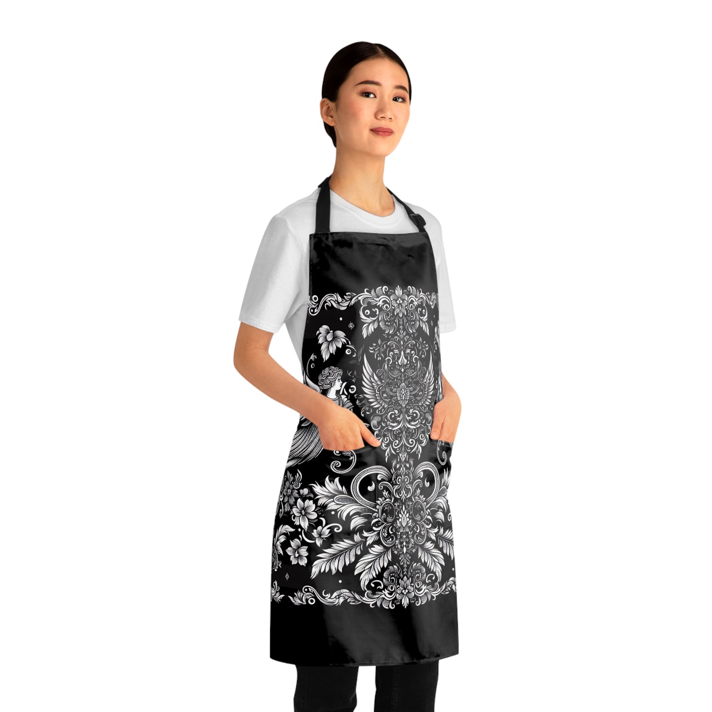Elegant Floral Apron, Stylish Cooking Apron, Chef Gift, Kitchen Decor, Unique Gift for Her, Home Cooking